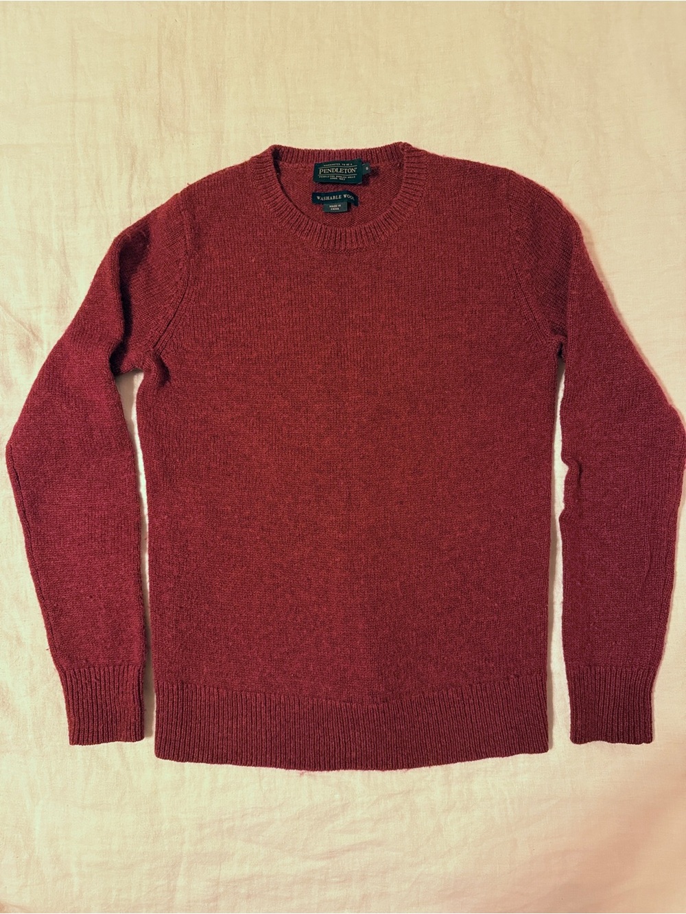 Women’s Pendleton Washable Shetland Wool Crewneck Sweater - Burgundy Red